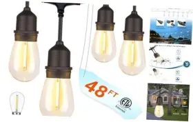 Lj-pmd-15m15l Wuxi Lejin Electronic&electrical Co. Ltd. Outdoor String Lights 48ft Led Patio With 16 Edison 15 Sockets