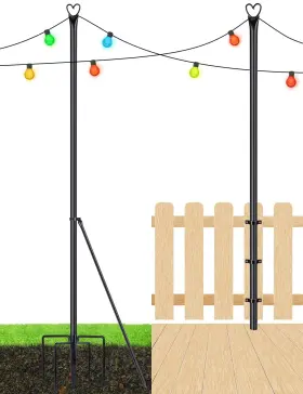 Slp-00 Xdw-gifts String Light Pole - Steel Poles For Outdoor Lights Hanging G