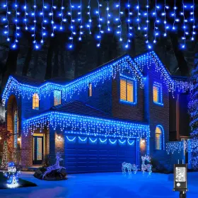 B0fcs8dnbp Xmasbokeh 16.5ft 200 Led Blue Icicle Christmas Lights Outdoor With 8 Modes Waterproof