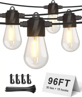 B0by7yyj6h  Xmcosy 96ft Outdoor String Lights Led Waterproof Patio With 32 Edison Bul