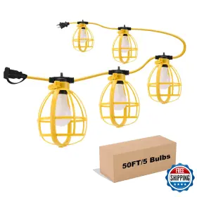 B09mttdnx9 Yaoledly 50ft 50w 5-bulb Construction String Work Lights E26 Base 6500k 4000lm