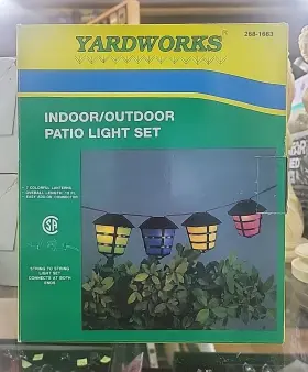 L-1040 Yardworks Vintage Set Of 7 Coach Style Lamp String Lights Patio Outdoor Rv Deck 15 Ft New