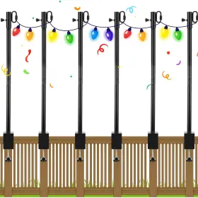 Zo-yetene-1493 Yetene 6 Pack Deck String Light Poles With Adjustable 3 Inch 28 Black