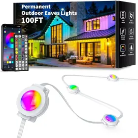 Yibulayin 756940327324 100ft Permanent Outdoor Lights Waterproof Smart Rgb Eaves With App/remot