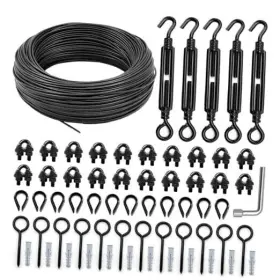 Hwrs-30m5mmb-63 Yulexin String Light Hanging Kit Full Black Globe 100ft 63pcs 3/16 Inch Cable