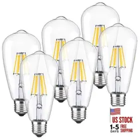 2700k-6 Zh Electrinic Co . Ltd Led Edison Bulb Dimmable Vintage Light 6 Count Pack Of 1 2700k Warm White