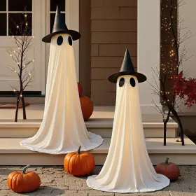 B0fffrfww9 Zidmo Halloween Outdoor Ghosts Decor Wind-resistant Usb String Lights 5ft