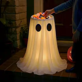 B0ffm11yk8 Zidmo Halloween Glowing Ghost Candy Holder Bowl With Lights - Porch And Party Decor