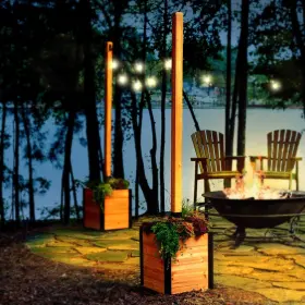 Zp19081 Zippity Outdoor Products 8.5ft H 1 Post With Planter Box Freestanding Concord String Light