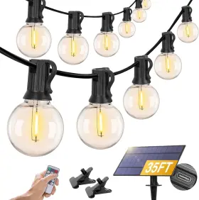 Zjojo 313112948956 Solar Outdoor String Lights 35ft G40 Globe Patio Lig