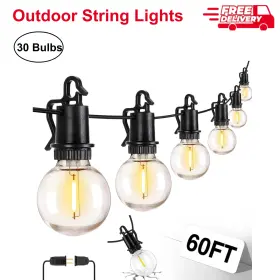 Zjojo 691039360380 60ft Outdoor String Lights G40 Led Waterproof 30 Bulbs Backyard Porch Party