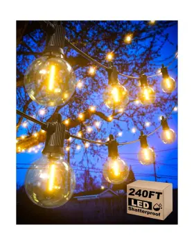 St-ting-l565 Zuske Outdoor String Lights Waterproof 240ft Patio With 124 Shatterproof G4
