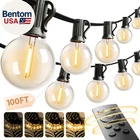 100FT Outdoor String Lights G40 With Remote, 54 Led Shatterproof Bulbs, Dimmable New. Price: $60.00.