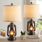 Farmhouse Lantern Table Lamps For Living Set Of 2, Vintage Bedroom Resin New. Price: $163.05.