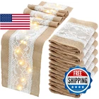 Xinnun 6 Pack Burlap Table Runner With Led String Lights, Modern Rustic Lace Nat New. Price: $57.62.