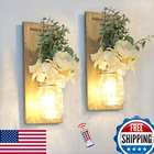 Besuerte Rustic Farmhouse Mason Jar Wall Sconces - Led Lights & Flowers (set Of New. Price: $61.59.