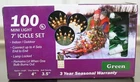 Vickerman Set Of 100 Green Miniature Icicle Lights White Wire Christmas New!. Price: $6.98.
