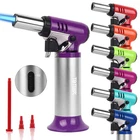Tbteek Butane Torch With Fuel Gauge T907, One-hand Medium, Purple-silvery New. Price: $27.78.