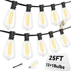 25FT Outdoor String Lights 12+1 Led Bulbs Waterproof E12 Warm White Bistro New. Price: $28.32.
