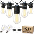 190FT Outdoor String Lights For Patio With 62 Shatterproof S14 Vintage Edison... New. Price: $53.55.