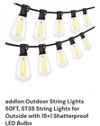 Addlon ST38 Outdoor Patio String Lights Black Weatherproof 30 Hanging Sockets New. Price: $39.00.