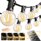 Addlon Outdoor String Lights G40 With Remote, 100FT(50 Sockets), Black New. Price: $54.66.