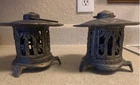 Antique/vintage Chinese Cast Iron Pagoda Garden Lantern Tea Light Candle Holder. Price: $80.00.