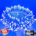 Einiiya 120 Led Blue Christmas Lights, 40FT, 8 Modes, Plug-in New. Price: $27.99.