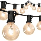 Jonathan Y 25 Ft. Plug-in Rustic G40 Bistro Globe String Lights, Black Open. Price: $17.99.