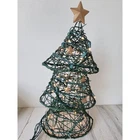Xmas Pine Tree Wire Light Up Large Home Decor Star Unique Green Golden Used. Price: $44.75.