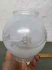 Vintage White Frosted Glass Ceiling Light Globe Shade With Clear Flower Designs Used. Price: $24.95.
