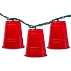 Dennis East Set Of 10 Red Party Cup Christmas Or Patio Lights - 6 Ft Green Wire New. Price: $37.79.