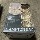 Hampton Bay 10 Ft. Outdoor/indoor Plug-in Round Globe Led Rattan String Light Open. Price: $27.99.