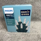 New Philips Indoor/outdoor 100 Count Clear Mini Remains Lit Lights 20.6 Ft. Price: $11.99.