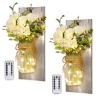 Mason Jar Sconces Wall Decor W/ Remote, Timer, 8 Modes - Farmhouse Led Lights New. Price: $54.28.
