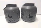 Set Of 2 Target Christmas Holiday Ceramic Light-up Lanterns, Winter Deer Design Used. Price: $11.04.