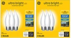 (6 Bulbs) Ge Ultra Bright Led Bulbs, 100W, Daylight Candle Lights, New. Price: $24.77.