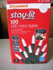 Sylvania Stay-lit Platinum 100 Led Mini Lights Pure White Green Wire New. Price: $26.98.