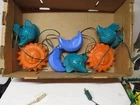Vtg 7 Sun, Moon, & Tropical Fish Blow Mold Patio Rv Camping Light String Used. Price: $79.99.