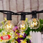 Abeja G40 Patio Lights 100 Ft 105 Edison Glass Bulbs E12 Black Not Connectable New. Price: $80.99.