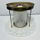 John C. Virden Co. Brass, Frosted/etched Glass Hanging Light Fixture Wired Used. Price: $39.95.