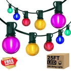 Xingzd 25FT G40 Globe String Lights, 27 Multicolor Bulbs, Green Wire New. Price: $54.99.