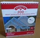 Holiday Time 200 Frosty White And Blue Twin-icicle Lights Wire Open. Price: $34.95.