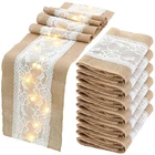 Xinnun 6 Pack Burlap Table Runner With Led String Lights, Modern Rustic Lace Nat New. Price: $56.84.