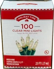 Holiday Time Christmas Lights 100 Clear Mini Green Wire Indoor Outdoor New. Price: $6.50.
