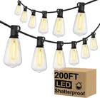 Brightever Outdoor String Lights 200FT-WARM White, Black Wire New. Price: $117.99.