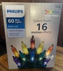 Philips 60-COUNT Multi-color Led Mini Lights Indoor/outdoor, Motion Effects New. Price: $22.00.