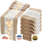 Xinnun 6 Pack Burlap Table Runner With Led String Lights, Modern Rustic Lace Nat New. Price: $68.09.
