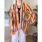 Lucky & Blessed Southwestern Sunrise Serape Print Sheer Kimono Orange 2X New. Price: $24.00.