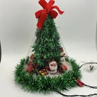 Vtg Handmade Christmas Tree Green Lights Santa Tinsel Snowman Poinsettia Gifts Used. Price: $49.99.